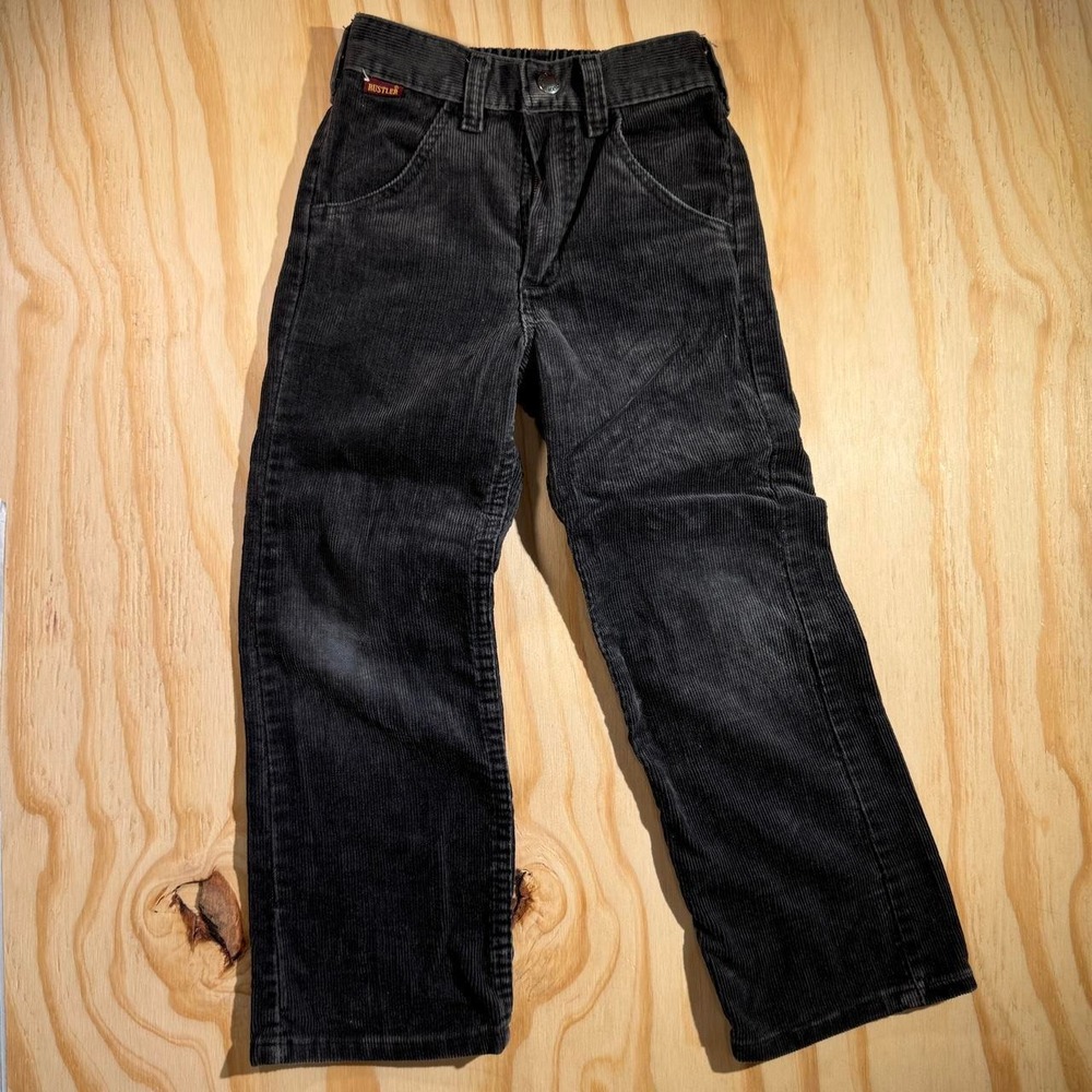 Rustler Boys Size 5 Black Corduroy Straight Leg Pants Made in USA 508BBK4